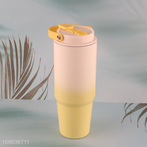 Yiwu market portable stainless steel double wall insulated vacuum cup with handle