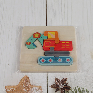 High Quality Cartoon Excavator Wooden <em>Puzzle</em> Montessori Toys Kids Learning Toys