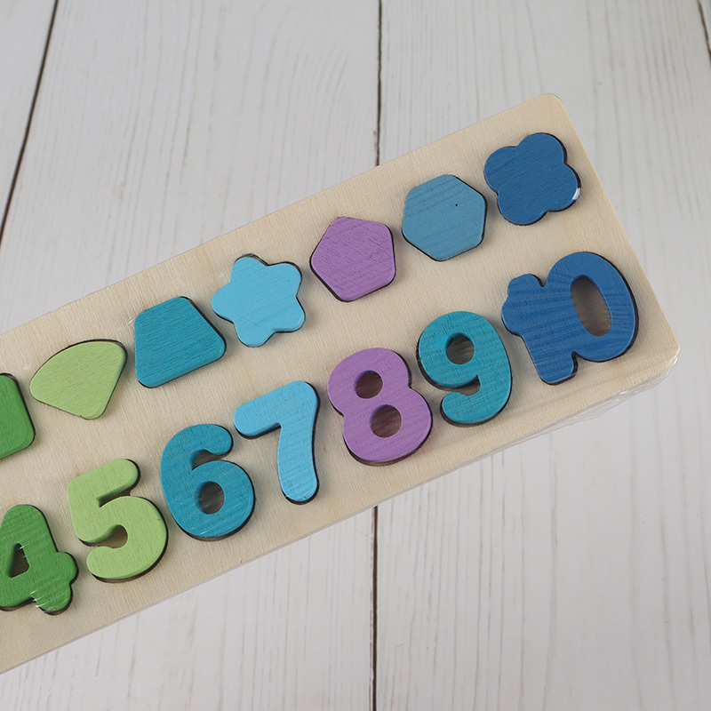 Good Quality Colorful Wooden Number Shape Puzzle Montessori Learning Toy