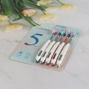 Promotional 5 Pieces Soft Bristles Adult Toothbrush with Comfortable Non-Slip Handle