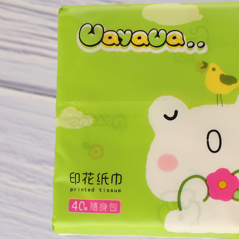 Best quality cartoon printed 40pcs wood pulp tissue facial tissue