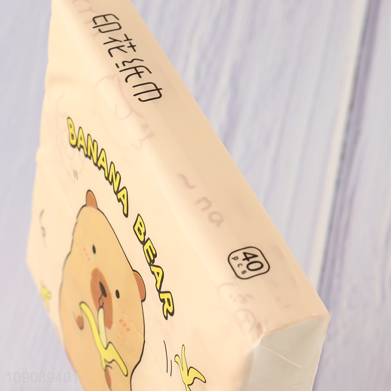 Factory supply cartoon printed portable wood pulp facial tissue napkin for sale