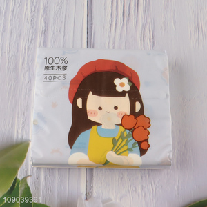 Top sale cartoon printed 3ply wood pulp tissue facial tissue napkin