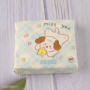 New product cartoon printed skin-friendly wood pulp facial tissue napkin