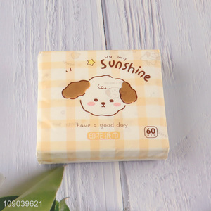 Top selling puppy printed wood pulp facial tissue napkin dry&wet dual-use tissue