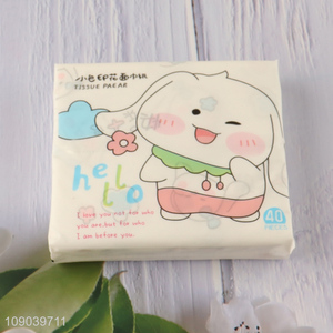 Low price cartoon printed wood pulp facial tissue napkin skin-friendly tissue