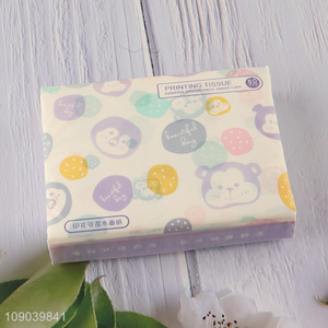 New arrival portable cartoon printed wood pulp tissue facial tissue napkin