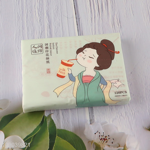 Best selling printed portable 120pcs wood pulp tissue facial tissue napkin wholesale