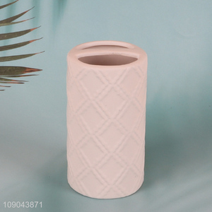 New Product 2-Slot Embossed Ceramic <em>Toothbrush</em> <em>Holder</em> Porcelain Toothpaste <em>Holder</em>