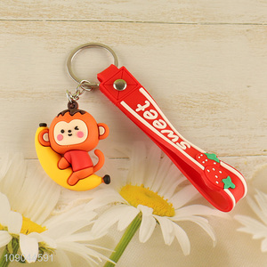 Low price cartoon animal monkey pendant silicone keychain for gifts