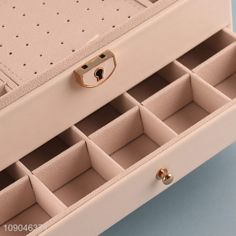 Wholesale PU Leather Jewelry Organizer Storage Case with drawers