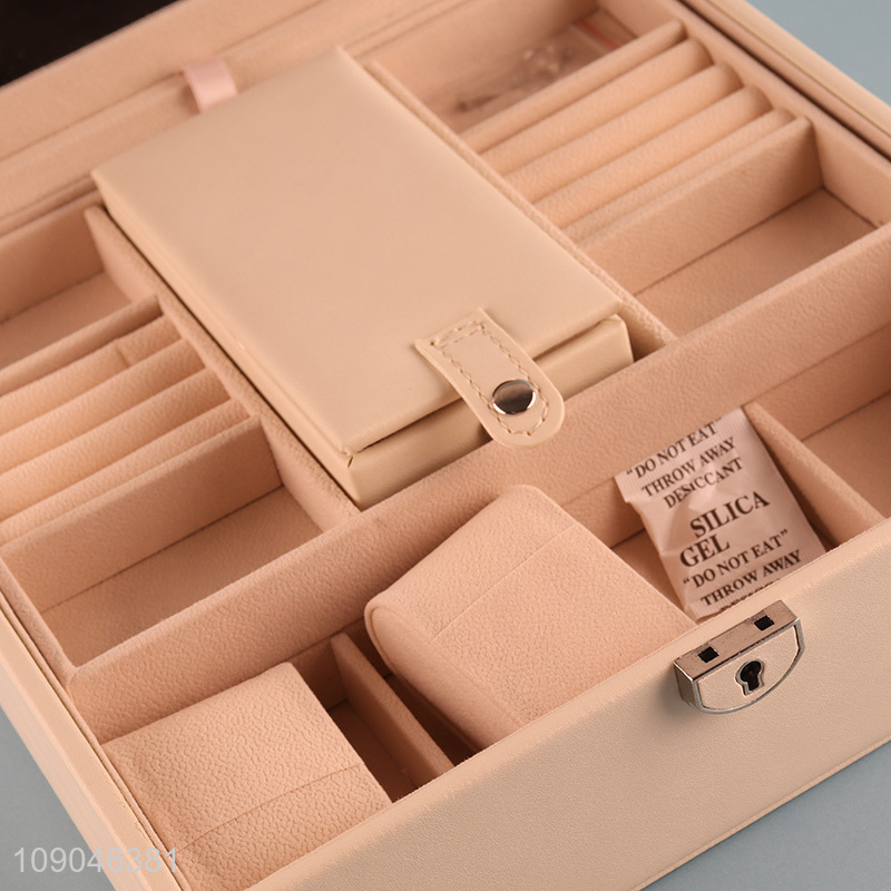 Yiwu market desktop organizer pu leather jewelry storage case