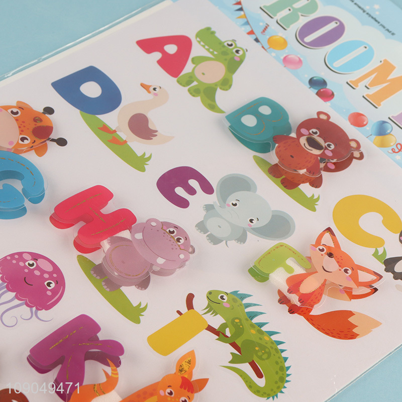 Hot selling cartoon animal alphabet teaching decorative sticker wholesale