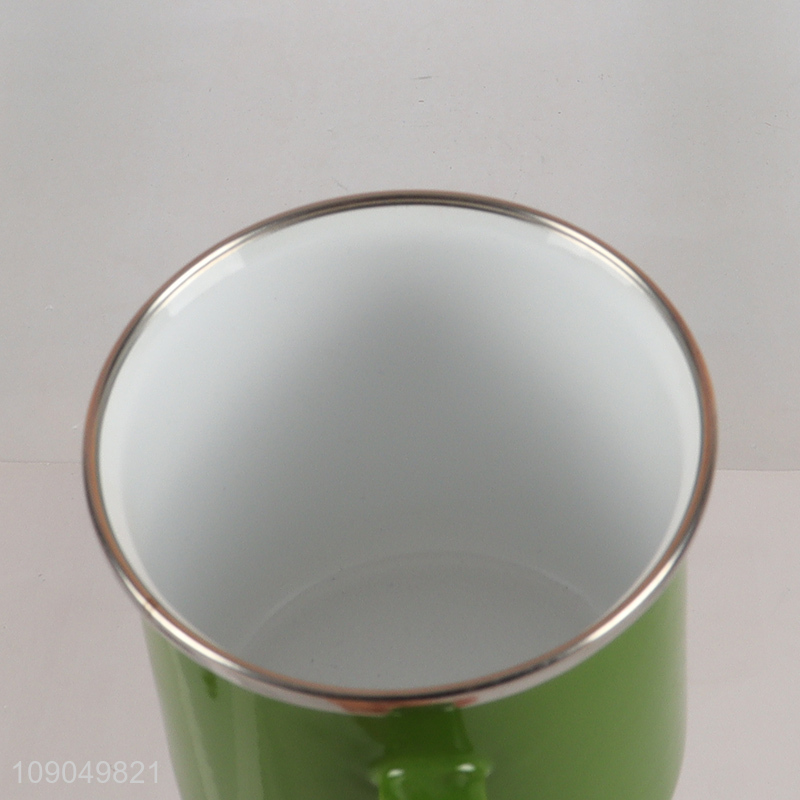 Good quality green enamel cup coffee cup water mug with handle