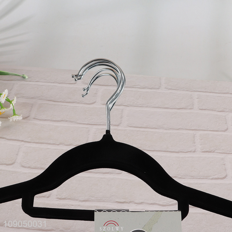 New arrival non-slip 5pcs velvet clothes hanger black coat hanger