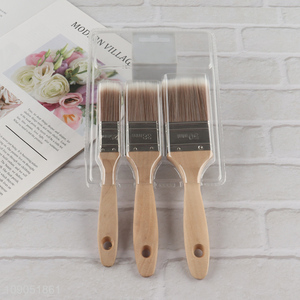 High Quality 1 1.5 2 Inch PBT Bristle Wooden Handle Flat Paint Brush Set