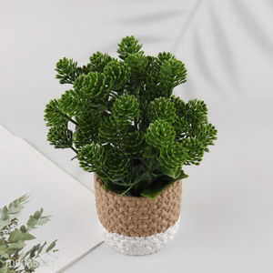 Wholesale Mini Artificial Potted Plants Fake Greenery for Indoor Decor