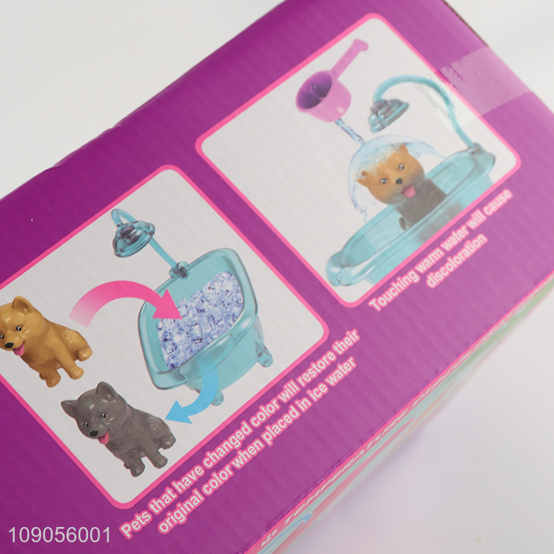 New Product Mini Pet Pretend Play Set Color Changing Pet Care Playset