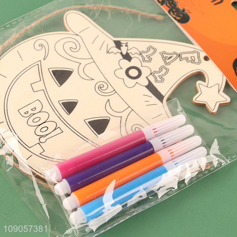 High Quality DIY Coloring Halloween Wooden Craft Kit Halloween Ornaments