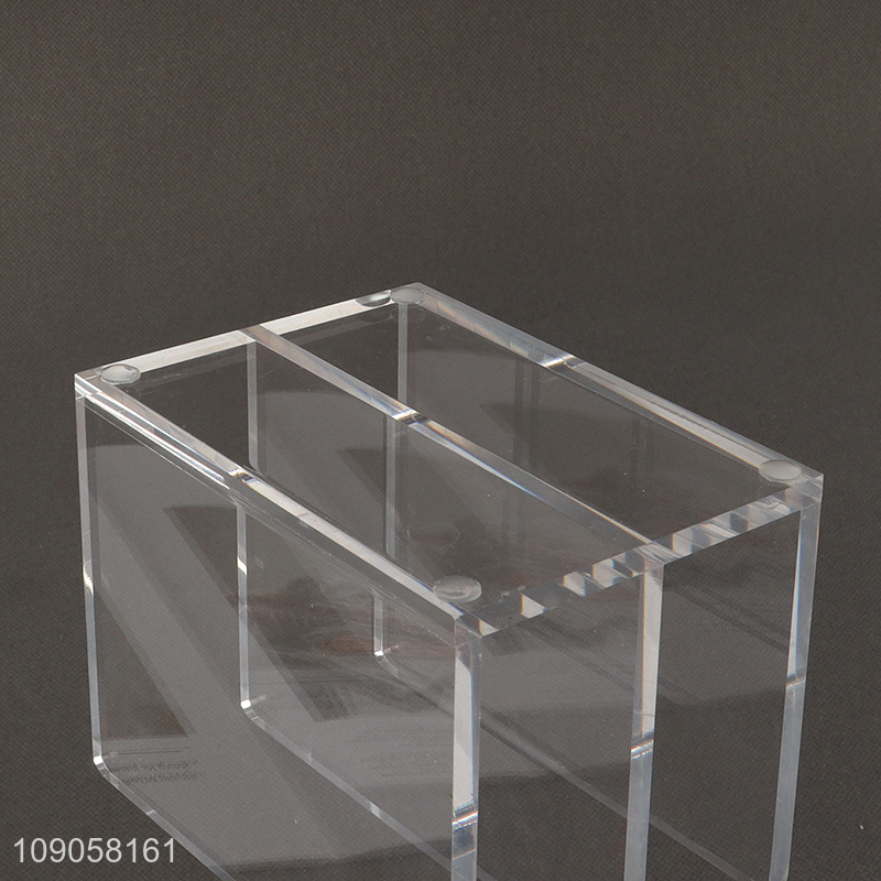 Best sale 3 compartments clear acrylic desk organizer notebook book shelf