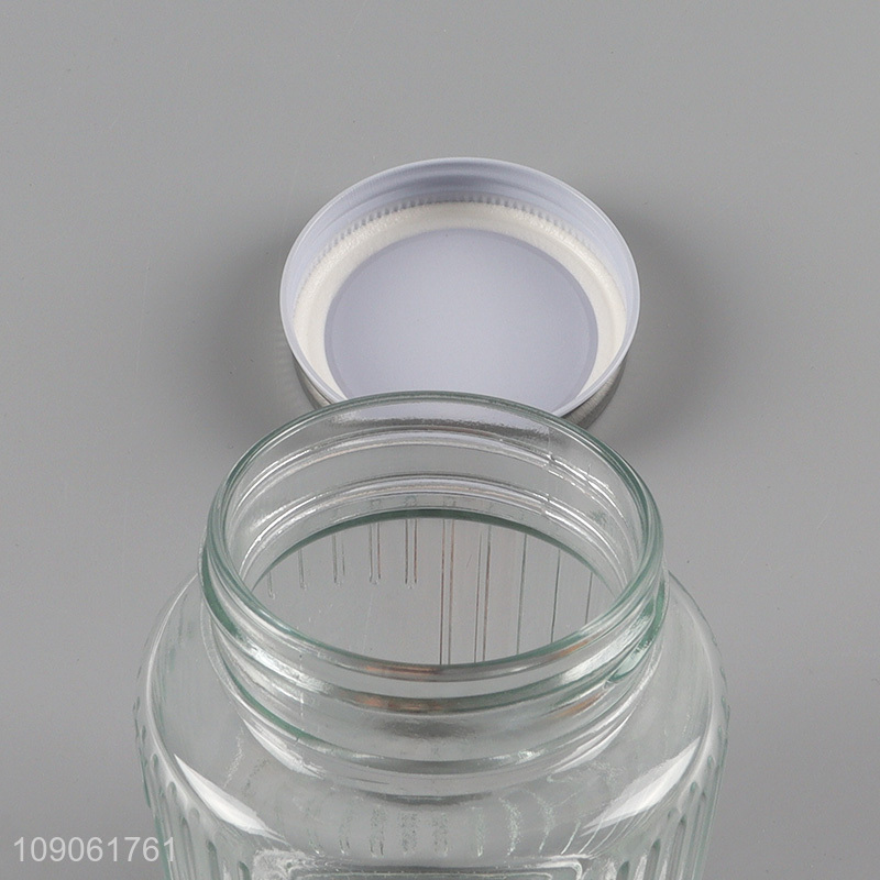 Factory price clear glass sealed kitchen storage jar for sale