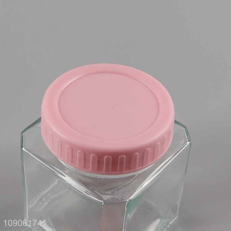 Best sale square sealed glass clear storage jar honey jar for kitchen