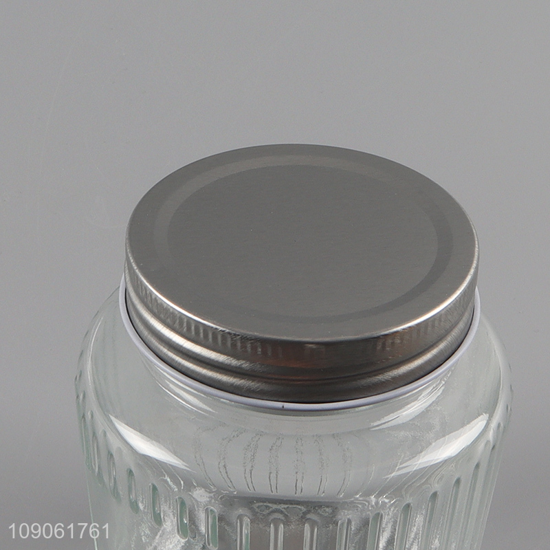 Factory price clear glass sealed kitchen storage jar for sale