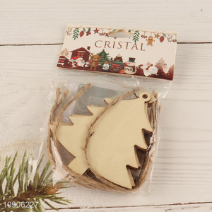 Factory Price 5PCS Unfinished Wooden Christmas Tree Ornaments Hanging Wooden Slices