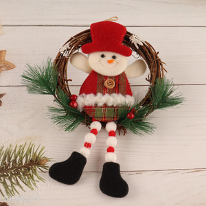 High Quality  Christmas Wreath Winter Snowman Wreath for Front Door Decor