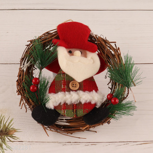 New Product Christmas Wreath Santa Claus Wreath Decoration for Front Door