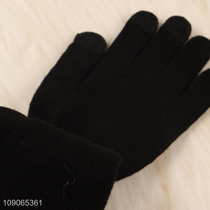 Promotional Kids Winter Gloves Stretchy Full Fingers Knitted Gloves