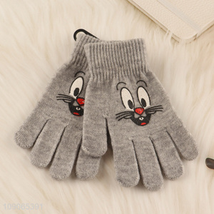 Online Wholesale Kids Winter Gloves Stretchy Knit Gloves for Running Walking