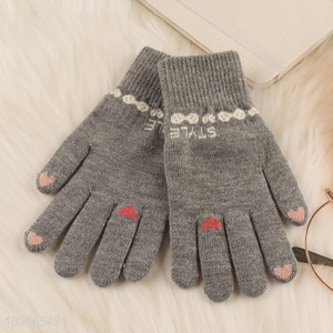 Good Quality Winter Touch Screen Gloves Knit Gloves for Kids Girls