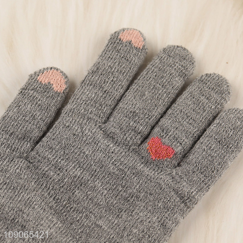 Good Quality Winter Touch Screen Gloves Knit Gloves for Kids Girls