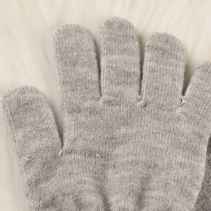 Promotional Winter Knit Gloves Stretchy Knitted Gloves for Kids Boys Girls