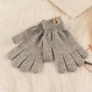 Promotional Winter Knit Gloves Stretchy Knitted Gloves for Kids Boys Girls