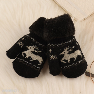 New Arrival Kids Winter Gloves Fleece Lined Stretchy Knitted Gloves