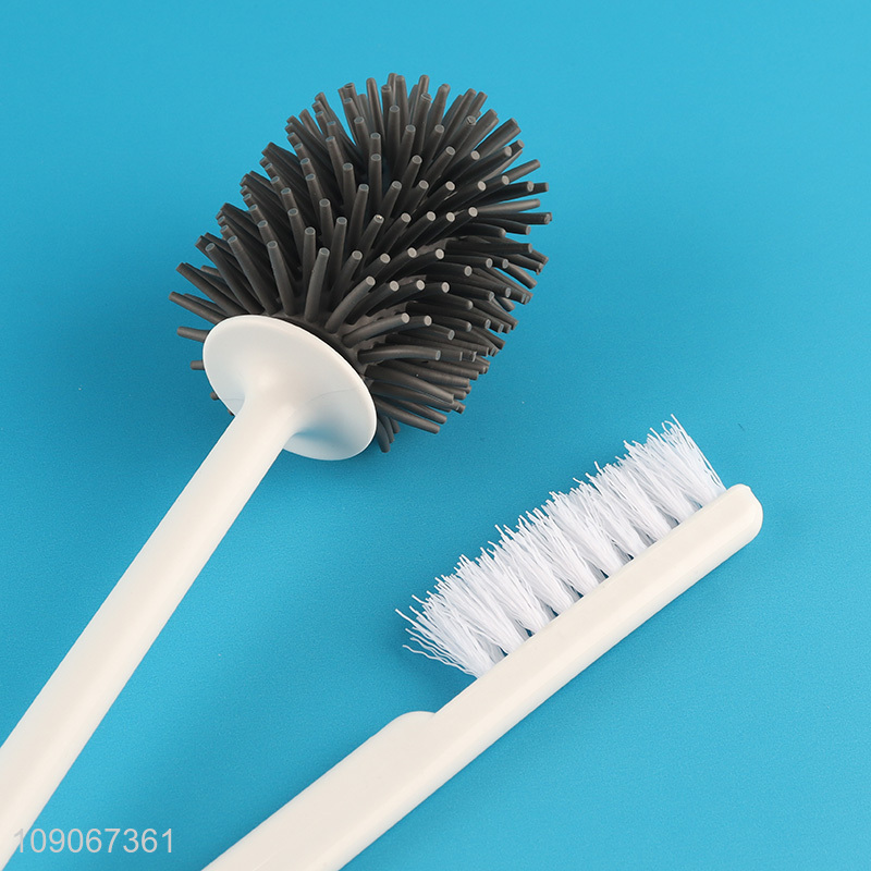 Wholesale Soft Bristle Toilet Bowl Brush and Holder Set for Bathroom Cleaning