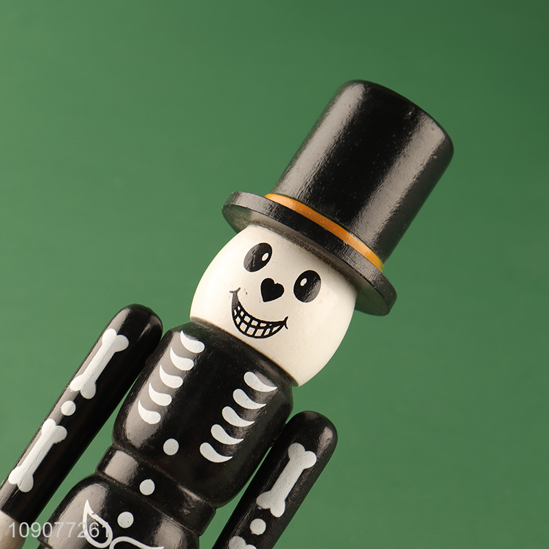 Good quality wooden crafts wooden skull nutcracker ornament for sale