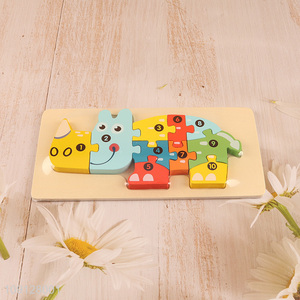 High Quality Kids Puzzle Toy Wooden Rhinoceros Puzzle Toddler Number Puzzle
