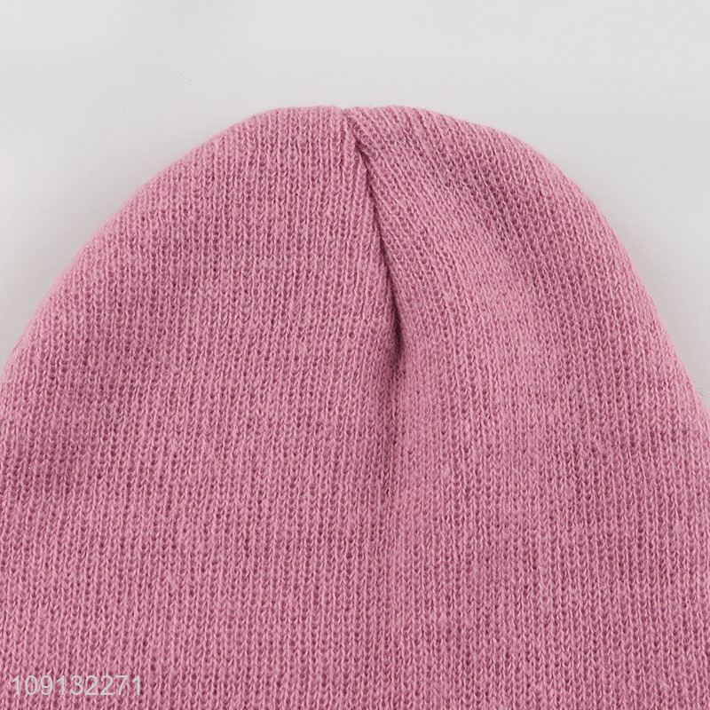 New Product Kids' Beanie Hat Winter Knitted Cuffed Plain Beanie Cap