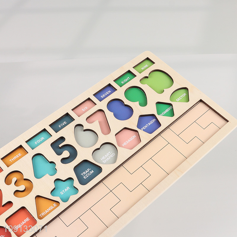Wholesale 4-In-1 Wooden Toys Wooden Number Shape Puzzle Sorter Counting Game