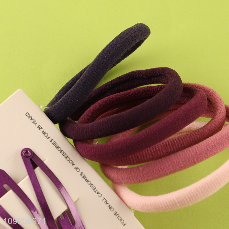 New Arrival 14PCS/Set Elastic Hair Ties and Snap Hair Clips Set