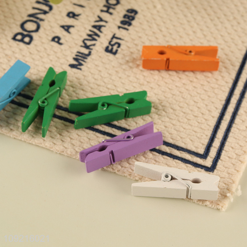 Good selling 30pcs colorful wooden clips paper clips clothes clips wholesale