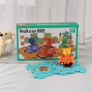 Factory Supply Puzzle Track Electric Animal Car Toy Cartoon Railcar Set