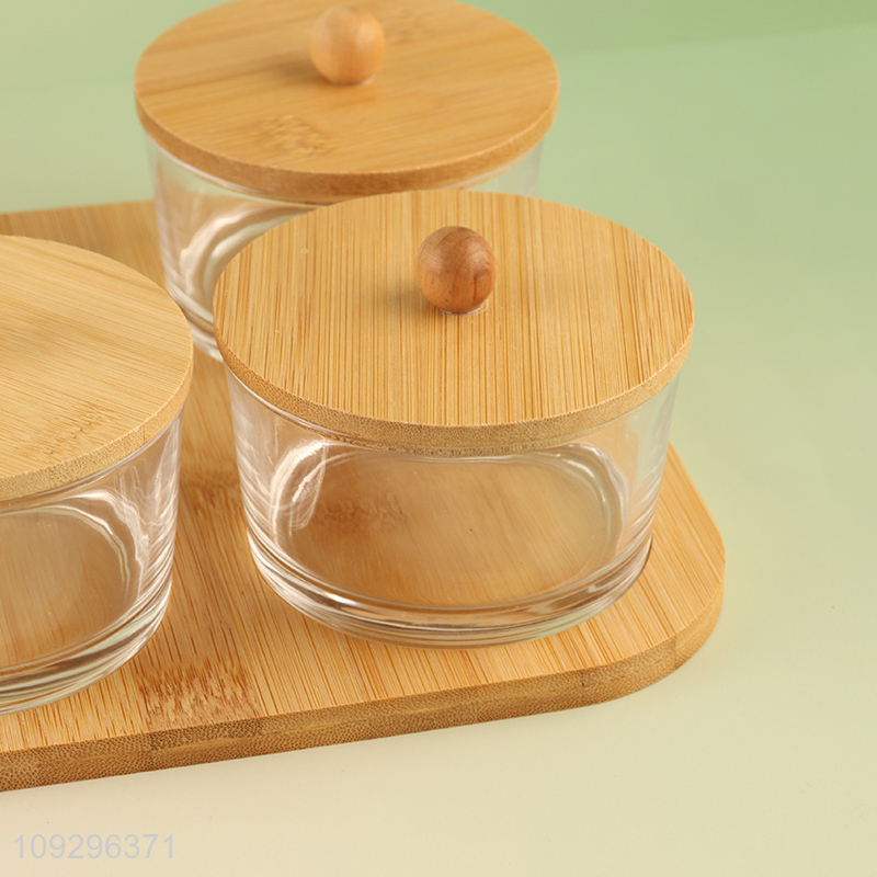Best selling round snack glass storage jar with holder