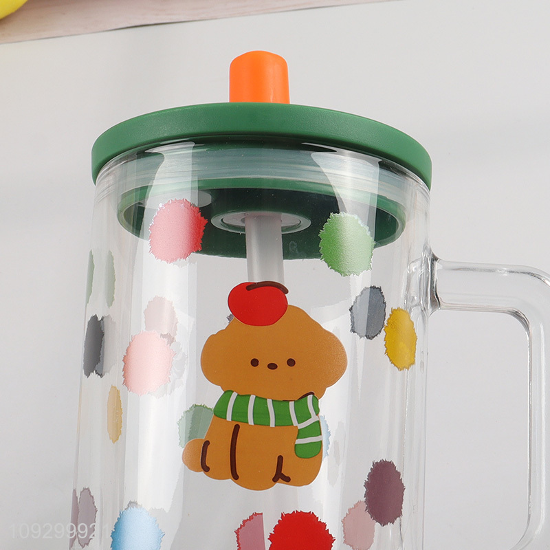 New arrival 620ml glass water cup straw cup for sale