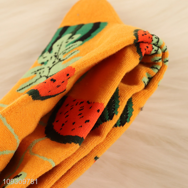 China products fruits printed cotton socks women crew socks