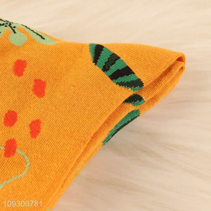 China products fruits printed cotton socks women crew socks