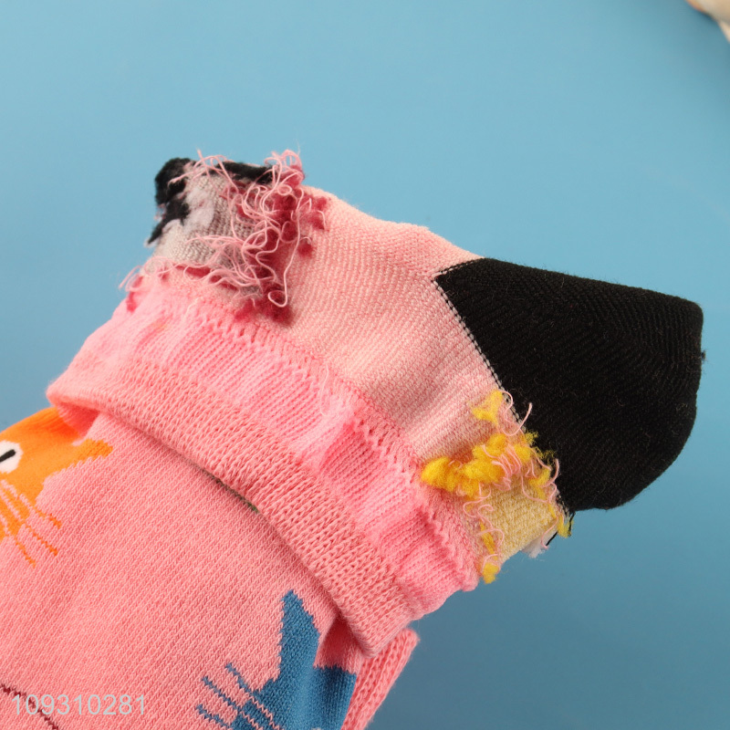 Factory wholesale cat printed cotton socks women ankle socks